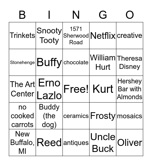 N  A  N  G  O!  Bingo Card