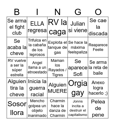 Feelspalooza 2020 Spring Edition Bingo Card