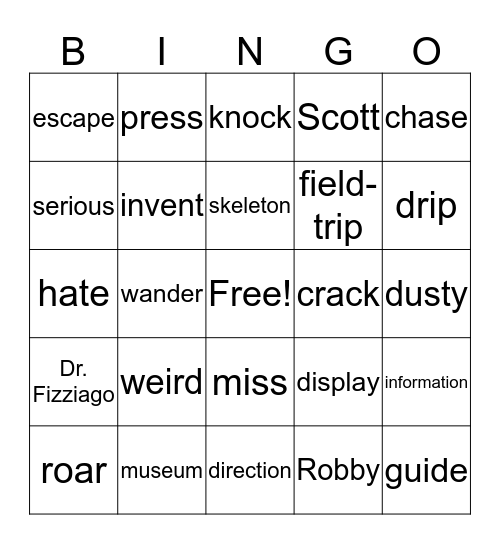 Dino Time Bingo Card