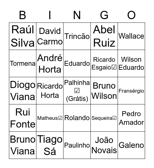 Jogadores do Braga vendidos ao Sporting Bingo Card