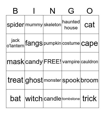 Halloween Bingo Card