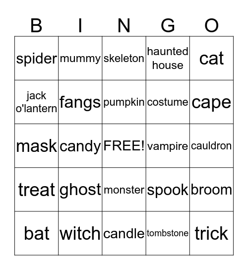 Halloween Bingo Card