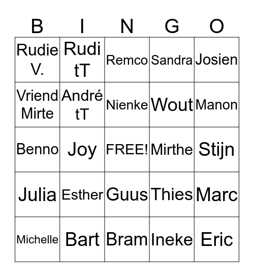 Familie spel Bingo Card