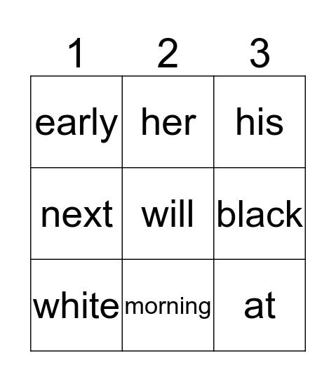 March Sight Words Bingo Card