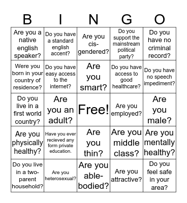 Unconsious Bingo Card