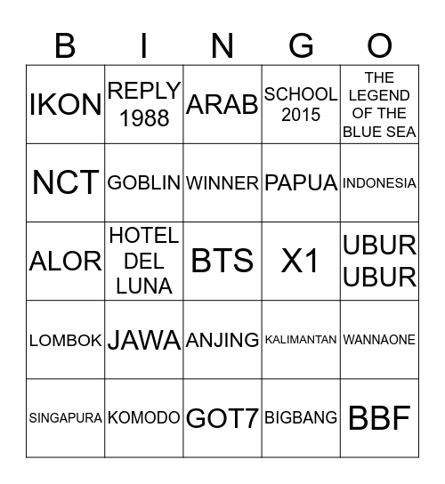 KANYAKA Bingo Card