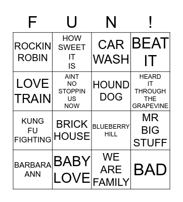 OLDIES FUN Bingo Card