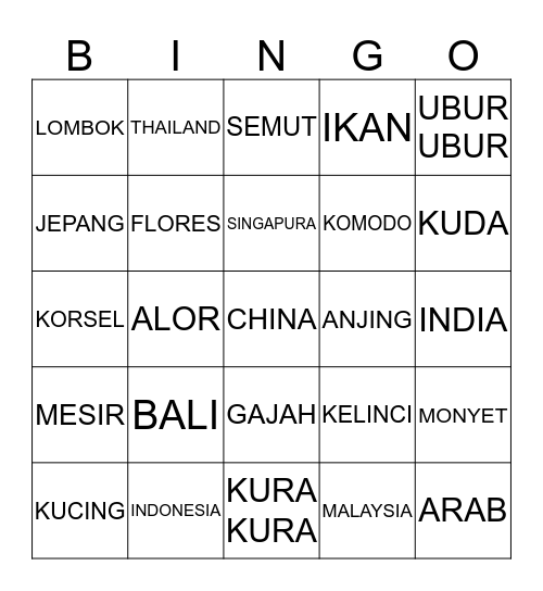 KANYAKA Bingo Card