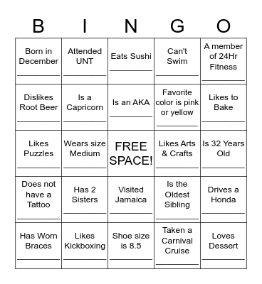 ICEBREAKER BINGO Card