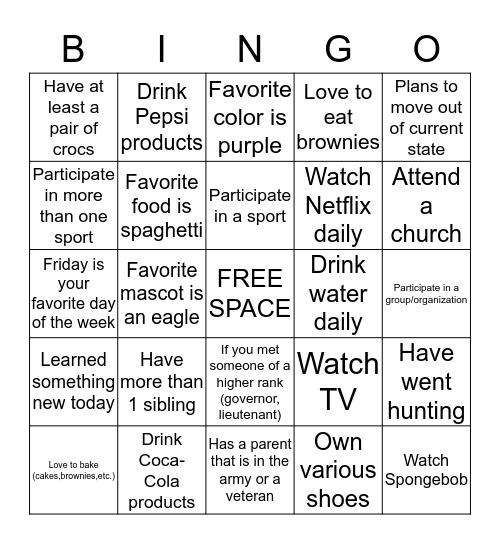 INTERACTIVE BINGO Card