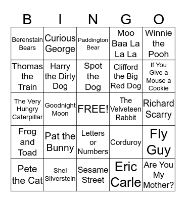 Children's Book BINGO Card