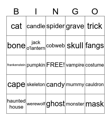 Halloween Bingo Card