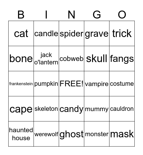 Halloween Bingo Card
