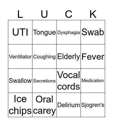 Speech BINGO Card