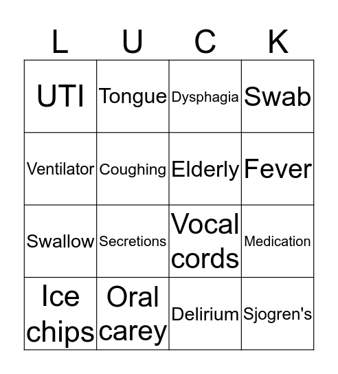 Speech BINGO Card