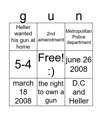 District of Columbia v. Heller  Bingo Card