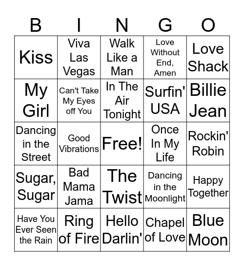 Music Bingo Card