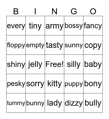 Lesson 6 Bingo Card