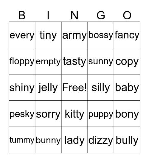 Lesson 6 Bingo Card