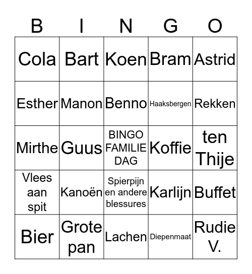 Familie spel Bingo Card