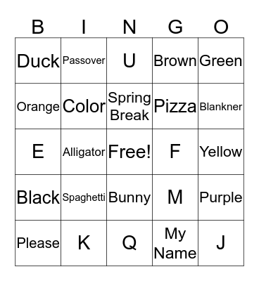 ASL Bingo Card