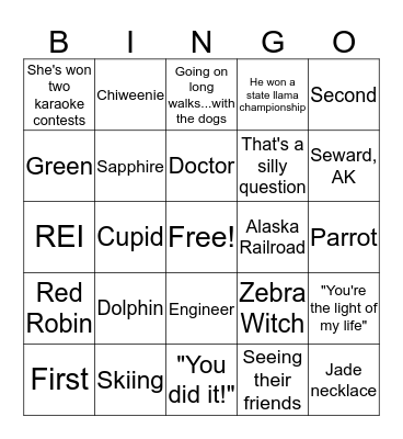 Mackenzie and Cody Wedding Shower 2020 Bingo Card