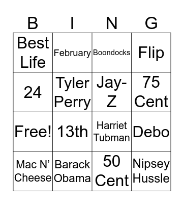 Real N*gga Bingo Card