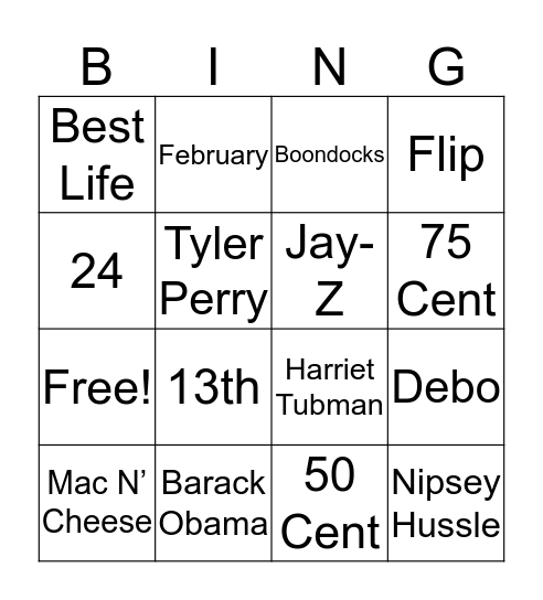 Real N*gga Bingo Card