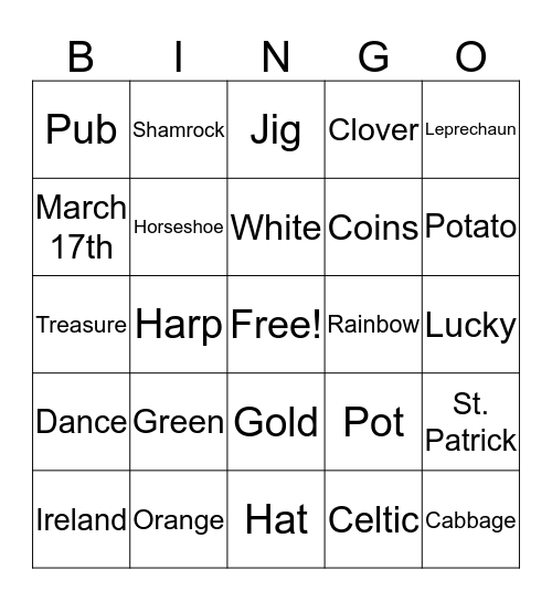 St. Patrick's Day BINGO Card