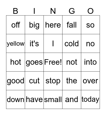 Primary 7 Bingo Card