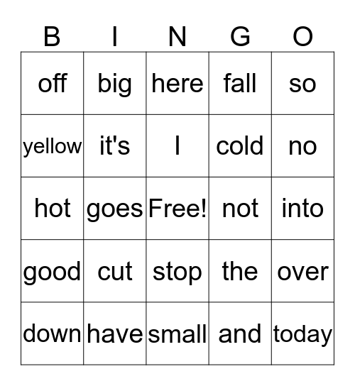 Primary 7 Bingo Card