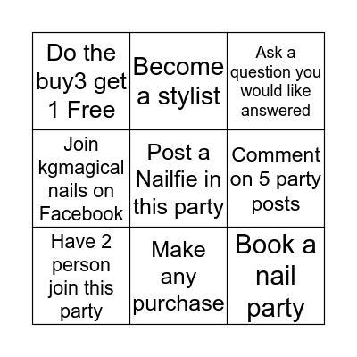 Angie's Nail bar Bingo  Bingo Card