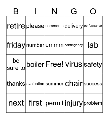 Listen Bingo Card