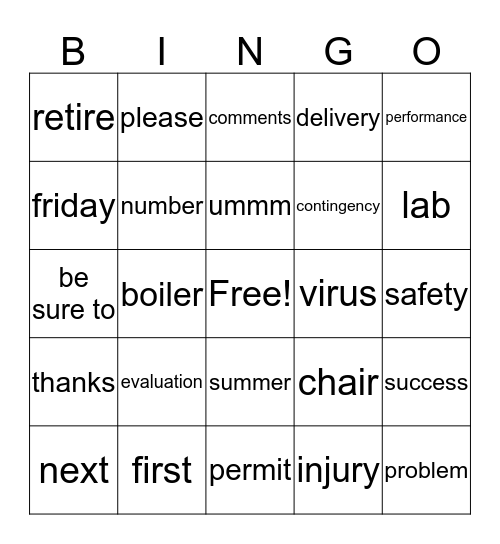 Listen Bingo Card