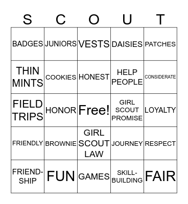 GIRL SCOUT BINGO Card