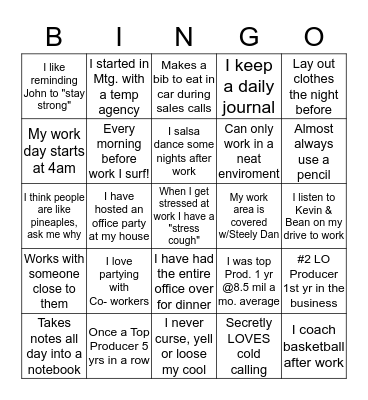 Summit Funding Irvine BINGO Card