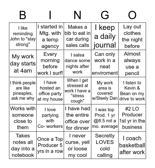 Summit Funding Irvine BINGO Card