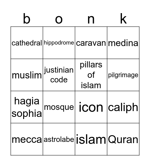 byzantium bingo Card