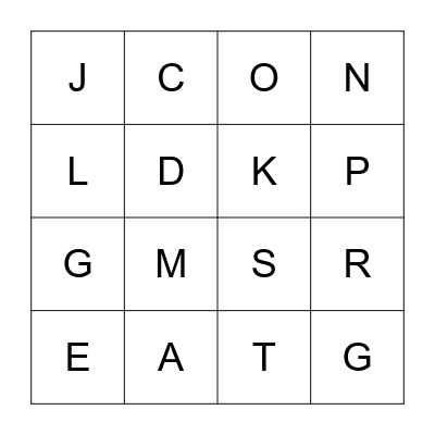Alphabet Bingo Card