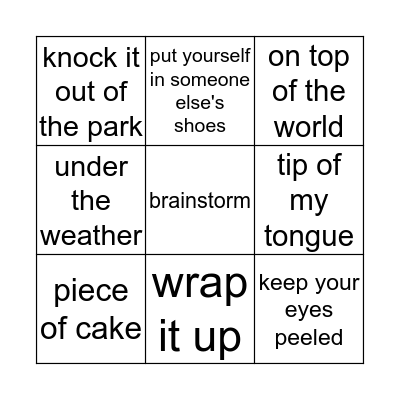 Idiom Bingo Card