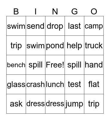 Consonant Blend Bingo Card