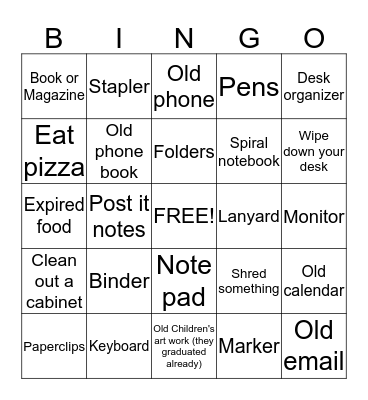 File Clean Up Day  Bingo Card