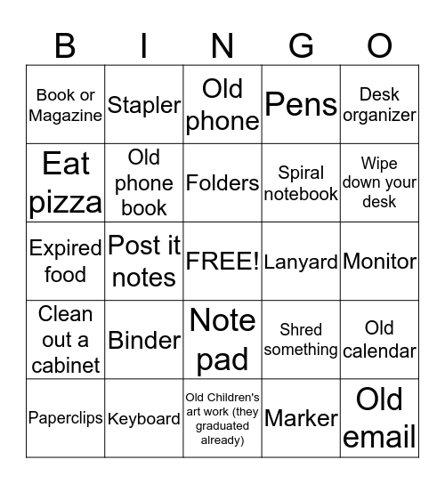 File Clean Up Day  Bingo Card