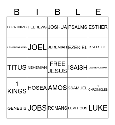 Bible Bingo:) Bingo Card