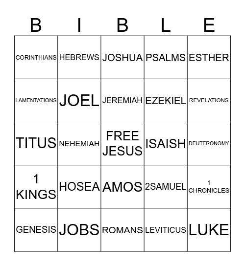 Bible Bingo:) Bingo Card