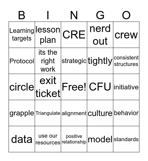 Superintendent's Conference day Bingo Card