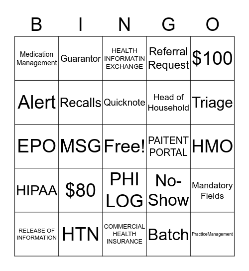 FOO Bingo Card