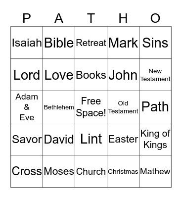 Patho Bingo Card