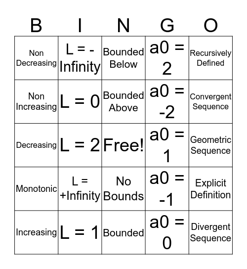 Sequence Bingo Card