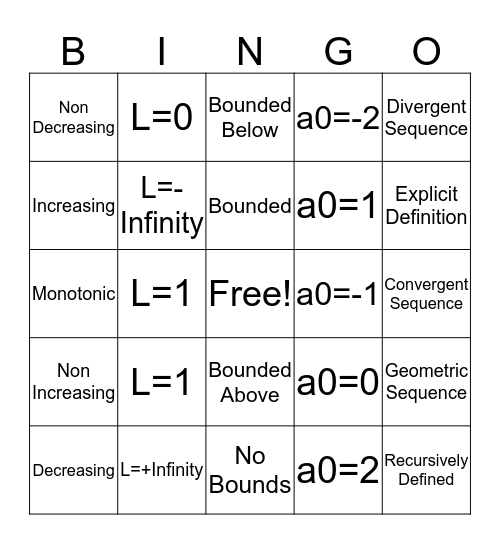 Another Sequence of Bingo Card